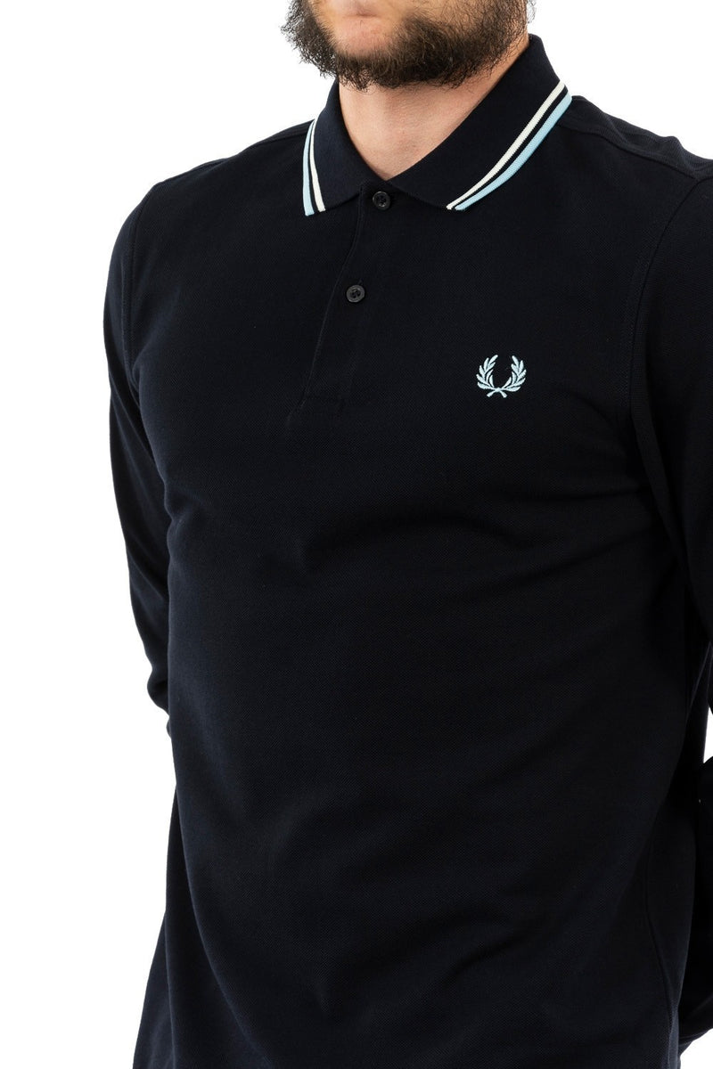 Fred Perry M3636 LS Twin Tipped Shirt in Navy / White / Ice