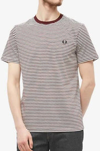 Fred Perry - M5616 Fine Striped T-Shirt in Oxblood / Ecru