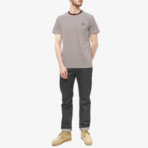 Fred Perry - M5616 Fine Striped T-Shirt in Oxblood / Ecru