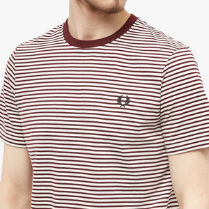 Fred Perry - M5616 Fine Striped T-Shirt in Oxblood / Ecru