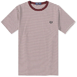 Fred Perry - M5616 Fine Striped T-Shirt in Oxblood / Ecru