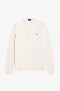 Fred Perry K4535 - Long Sleeve Knitted Shirt in Ecru