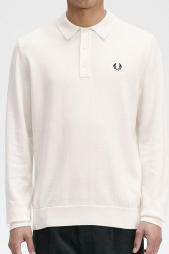 Fred Perry K4535 - Long Sleeve Knitted Shirt in Ecru