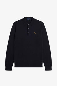 Fred Perry K4535 - Long Sleeve Knitted Shirt in Navy