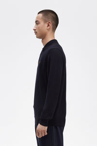 Fred Perry K4535 - Long Sleeve Knitted Shirt in Navy