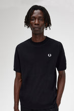 Load image into Gallery viewer, Fred Perry - K5547 - Chest Stripe Knitted T-shirt in Black