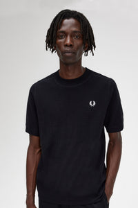 Fred Perry - K5547 - Chest Stripe Knitted T-shirt in Black