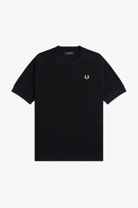 Fred Perry - K5547 - Chest Stripe Knitted T-shirt in Black