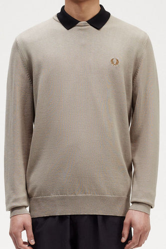 Fred Perry - K9601 Crew Neck Sweater in Dark Oatmeal