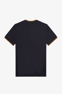 Fred Perry - M1588 Twin Tipped T-shirt in Navy / Dark Caramel