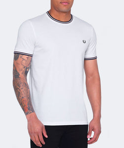 Fred Perry - M1588 Twin Tipped T-shirt in White/Black