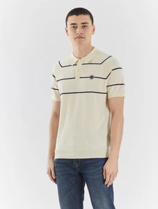 Pretty Green - Knitted Polo in Stone