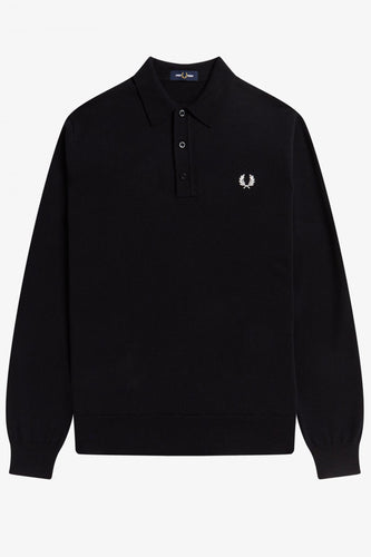 Fred Perry K4535 - Long Sleeve Knitted Shirt in Black