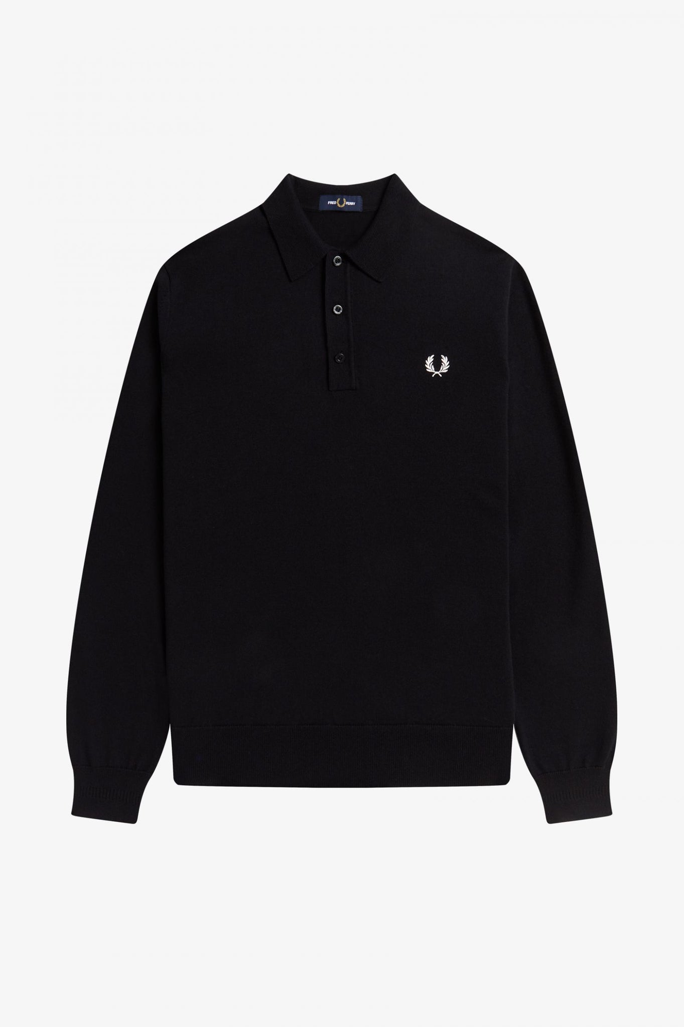 Fred Perry K4535 - Long Sleeve Knitted Shirt in Black XL