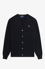 Load image into Gallery viewer, Fred Perry Reissues - Lambswool Cardigan Black / Champagne