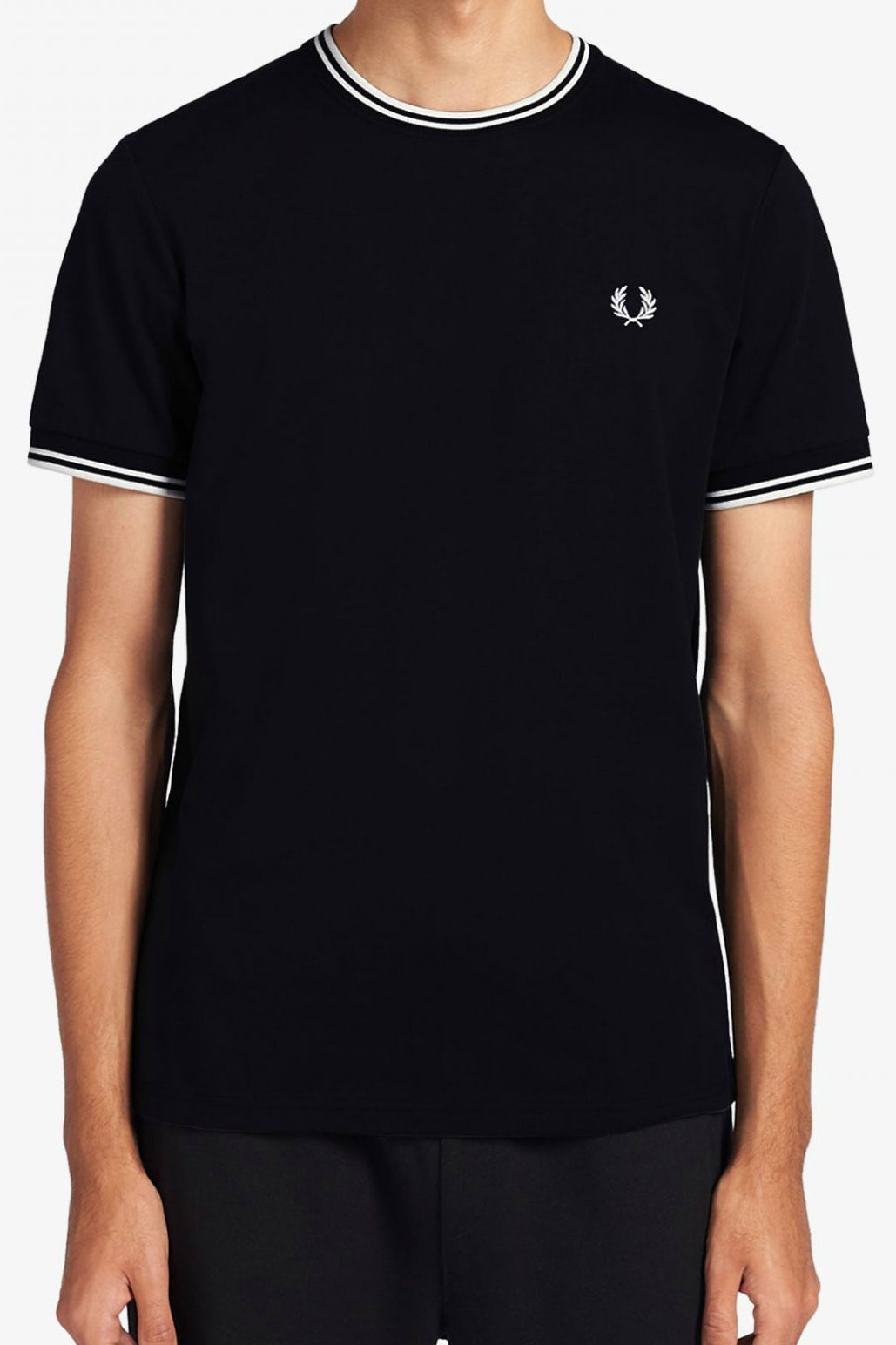Fred Perry - M1588 Twin Tipped T-shirt in Black/Snow White – BLOKES