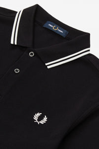 Fred Perry M3636 LS Twin Tipped Shirt in Black / White / White