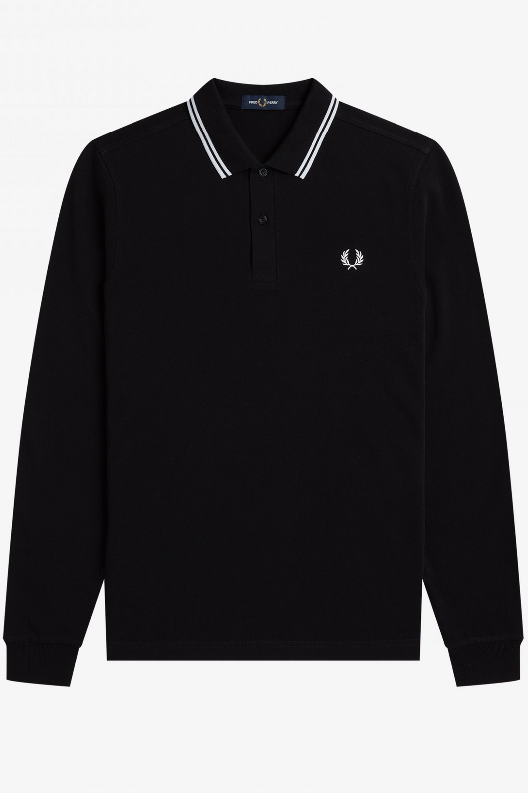 Fred Perry M3636 LS Twin Tipped Shirt in Black / White / White