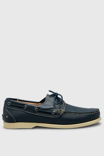 Pretty Green - Leather Deck Shoes in Navy