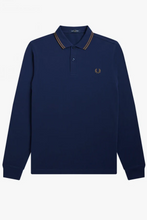 Load image into Gallery viewer, Fred Perry M3636 LS Twin Tipped Shirt in French Navy / Shaded Stone / Shaded Stone