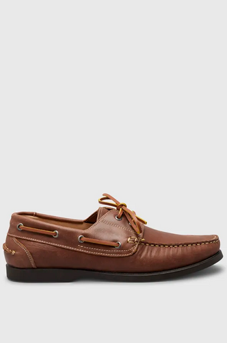 Pretty Green - Leather Deck Shoes in Chocolate Brown
