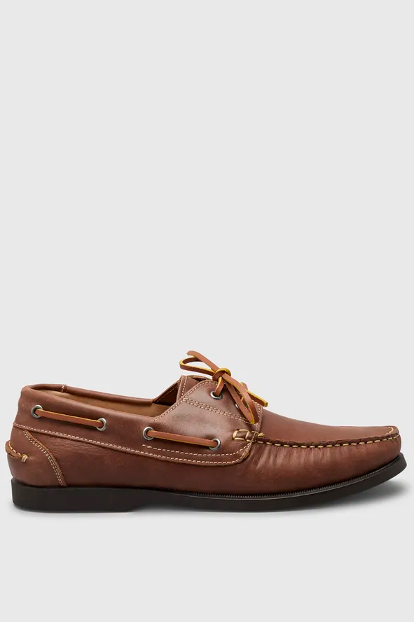 Pretty Green - Leather Deck Shoes in Chocolate Brown