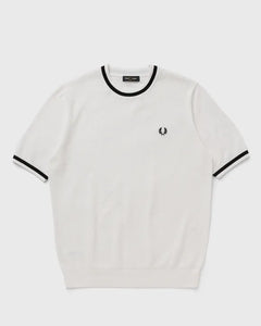 Fred Perry - Textured Front Knitted T-Shirt in Snow White