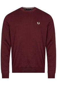 Fred Perry - K9601 Crew Neck Sweater in Ox Blood Red