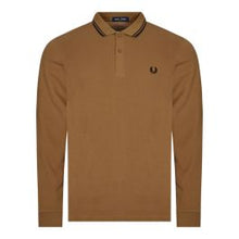 Load image into Gallery viewer, Fred Perry M3636 LS Twin Tipped Shirt in Shaded Stone / Black