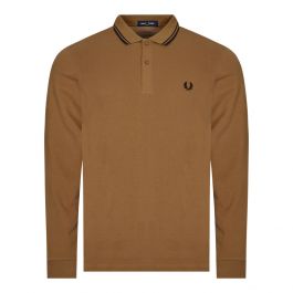 Fred Perry M3636 LS Twin Tipped Shirt in Shaded Stone / Black