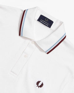 Fred Perry M12 - Made in England - White / Ice / Maroon