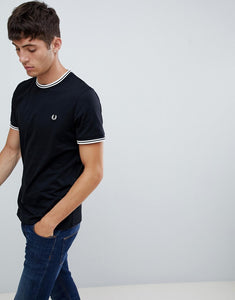Fred Perry - M1588 Twin Tipped T-shirt in Black/Snow White